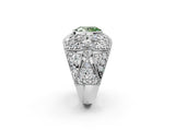 White gold Fancy Green Oval Cut Brilliant Halo Pave Diamond Milgrain Ring_2