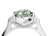 White gold Fancy Green Oval Cut Brilliant Solitaire Diamond Ring with Channel Set Band and Bar Prong Setting_4