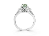 White gold Fancy Green Oval Cut Brilliant Three-Stone Diamond Ring with Pavé Band and Four-Prong Setting_18
