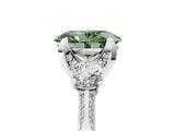 White gold Fancy Green Oval Cut Brilliant Three-Stone Diamond Ring with Pavé Band and Four-Prong Setting_20