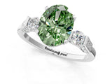 White gold Fancy Green Oval Cut Brilliant Three-Stone Pave Band with Four-Prong Setting_1