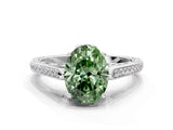 White gold Fancy Green Oval  Cut Cathedral Pave Diamond Engagement Ring with Six-Prong Setting_31