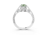 White gold Fancy Green Oval  Cut Cathedral Pave Diamond Engagement Ring with Six-Prong Setting_34