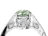 White gold Fancy Green Oval  Cut Cathedral Pave Diamond Engagement Ring with Six-Prong Setting_35