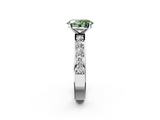 White gold Fancy Green Oval  Cut Channel Set Diamond Engagement Ring with Four-Prong Setting_254