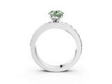 White gold Fancy Green Oval  Cut Channel Set Diamond Engagement Ring with Four-Prong Setting_255