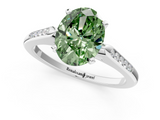 White gold Fancy Green Oval  Cut Channel Set Solitaire Engagement Ring with Four-Prong Setting_231
