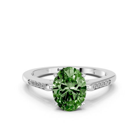 White gold Fancy Green Oval  Cut Channel Set Solitaire Engagement Ring with Four-Prong Setting_78