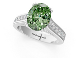 White gold Fancy Green Oval  Cut Channel Set Solitaire Engagement Ring with Prong Setting_21