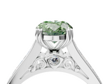 White gold Fancy Green Oval  Cut Channel Set Solitaire Engagement Ring with Prong Setting_24