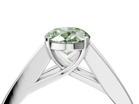 White gold Fancy Green Oval Cut Cut Channel Set Solitaire Ring with Four-Prong Setting_16