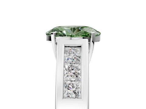 White gold Fancy Green Oval Cut Cut Channel Set Solitaire Ring with Four-Prong Setting_17
