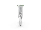 White gold Fancy Green Oval Cut Cut Diamond Channel Set Pave Band with Tension Prong Setting_2