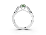 White gold Fancy Green Oval Cut Cut Diamond Channel Set Solitaire Ring with Four-Prong Setting_3