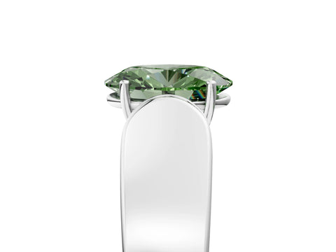 White gold Fancy Green Oval Cut Cut Diamond Channel Set Solitaire Ring with Four-Prong Setting_60