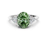 White gold Fancy Green Oval Cut Cut Diamond Cluster Ring with Solitaire Band and Four-Prong Setting_36
