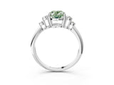 White gold Fancy Green Oval Cut Cut Diamond Cluster Ring with Solitaire Band and Four-Prong Setting_39