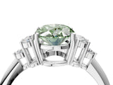 White gold Fancy Green Oval Cut Cut Diamond Cluster Ring with Solitaire Band and Four-Prong Setting_40
