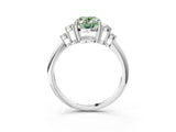 White gold Fancy Green Oval Cut Cut Diamond Cluster Ring with Solitaire Band and Four-Prong Setting_51