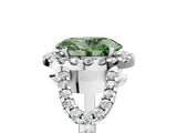 White gold Fancy Green Oval Cut Cut Diamond Halo Engagement Ring with Open Split Pavé Band_5