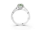 White gold Fancy Green Oval Cut Cut Diamond Twisted Band with Milgrain Pave Setting and Four-Prong Setting_15