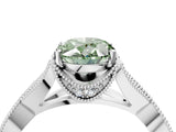 White gold Fancy Green Oval Cut Cut Diamond Twisted Band with Milgrain Pave Setting and Four-Prong Setting_16