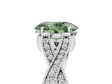 White gold Fancy Green Oval Cut Cut Diamond Twisted Band with Milgrain Pave Setting and Four-Prong Setting_5