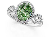 White gold Fancy Green Oval Cut Cut Halo Diamond Infinity Band with Four-Prong Setting_1