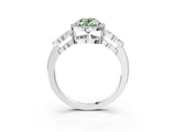 White gold Fancy Green Oval Cut Cut Halo Diamond Infinity Band with Four-Prong Setting_3