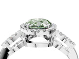 White gold Fancy Green Oval Cut Cut Halo Diamond Infinity Band with Four-Prong Setting_4