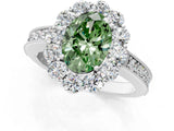 White gold Fancy Green Oval Cut Cut Halo Diamond Pavé Engagement Ring with Milgrain Detailing_13