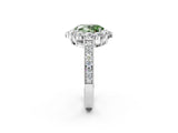 White gold Fancy Green Oval Cut Cut Halo Diamond Pavé Engagement Ring with Milgrain Detailing_14