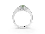 White gold Fancy Green Oval Cut Cut Halo Diamond Pavé Engagement Ring with Milgrain Detailing_15