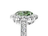 White gold Fancy Green Oval Cut Cut Halo Diamond Pavé Engagement Ring with Milgrain Detailing_17