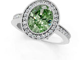White gold Fancy Green Oval Cut Cut Halo Pavé Diamond Ring_1