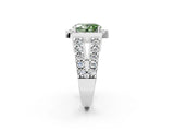 White gold Fancy Green Oval Cut Cut Halo Split Shank Prong Set Ring_2