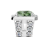 White gold Fancy Green Oval Cut Cut Halo Split Shank Prong Set Ring_5