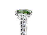 White gold Fancy Green Oval Cut Cut Pave Band Milgrain Solitaire Ring_5