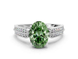 White gold Fancy Green Oval Cut Cut Pave Split Shank Engagement Ring with Four-Prong Setting_12