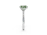 White gold Fancy Green Oval Cut Diamond Brilliant Solitaire Ring with Pavé Band and Four-Prong Setting_14