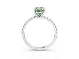 White gold Fancy Green Oval Cut Diamond Brilliant Solitaire Ring with Pavé Band and Four-Prong Setting_15