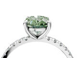 White gold Fancy Green Oval Cut Diamond Brilliant Solitaire Ring with Pavé Band and Four-Prong Setting_16