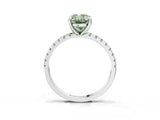 White gold Fancy Green Oval Cut Diamond Brilliant Solitaire Ring with Pavé Band and Four-Prong Setting_27