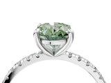 White gold Fancy Green Oval Cut Diamond Brilliant Solitaire Ring with Pavé Band and Four-Prong Setting_28