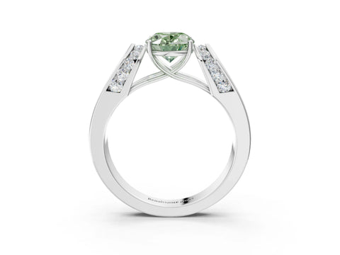 White gold Fancy Green Oval Cut Diamond Channel Set Solitaire Ring with Four-Prong Setting_27