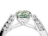 White gold Fancy Green Oval Cut Diamond Channel Set Solitaire Ring with Four-Prong Setting_28