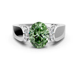 White gold Fancy Green Oval Cut Diamond Channel Set Solitaire Ring with Four-Prong Setting_54