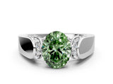 White gold Fancy Green Oval Cut Diamond Channel Set Solitaire Ring with Four-Prong Setting_54
