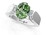 White gold Fancy Green Oval Cut Diamond Channel Set Solitaire Ring with Four-Prong Setting_55