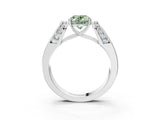 White gold Fancy Green Oval Cut Diamond Channel Set Solitaire Ring with Four-Prong Setting_57